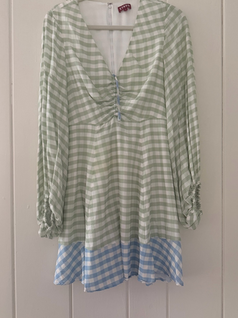 STAUD  Olivier Gingham Mini Dress
